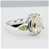 Image 2 : STERLING SILVER 11.8MM X 7.9MM NATURAL LEMON QUARTZ (2.6CTS) & PERIDOT (0.34CTS) RING, W/A $595.00, 