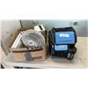Image 1 : BOX OF FOODSAVER, 2 HEATERS, FAN AND BROADSTONE COOLER WITH TRAVEL BOTTLES