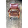 Image 1 : MID CENTURY LEATHER AND WOOD ARMCHAIR