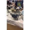 Image 8 : ANTIQUE JUG AND BOWL SET AND PAINTED METAL PLATTERS