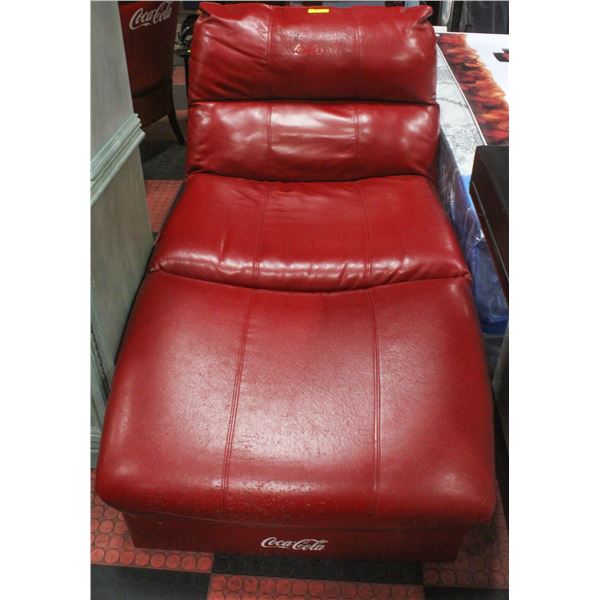 VINTAGE RED LEATHER COCA COLA CHAISE LOUNGER