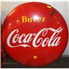 Image 1 : RARE 50" VINTAGE 1950S RED BUTTON COCA COLA SIGN