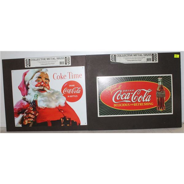 2 COCA COLA COLLECTOR LITHOGRAPHED STEEL METAL