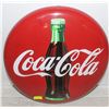 Image 1 : 12" TIN COCA-COLA ROUND BUTTON SIGN, CONCAVE