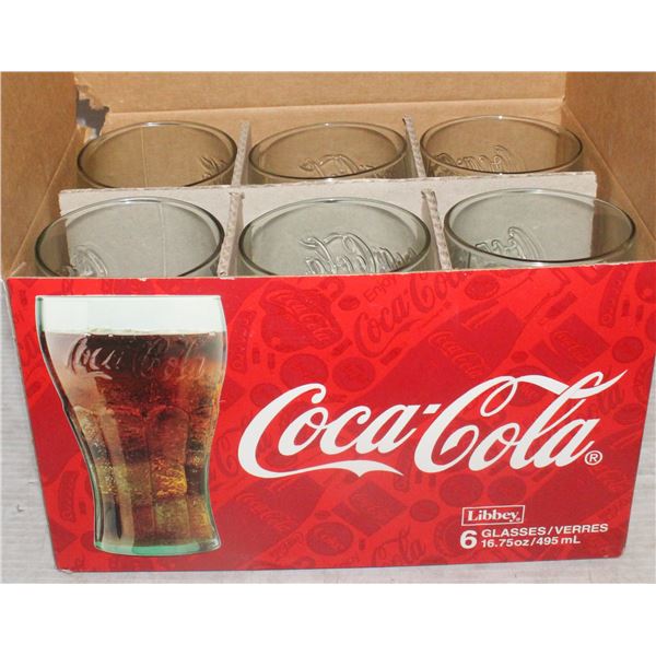 6 LIBBEY COCA COLA GLASSES IN BOX