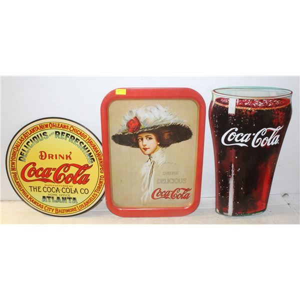 LOT OF 3 COCA COLA COLLECTIBLES INCLUDES 3D METAL