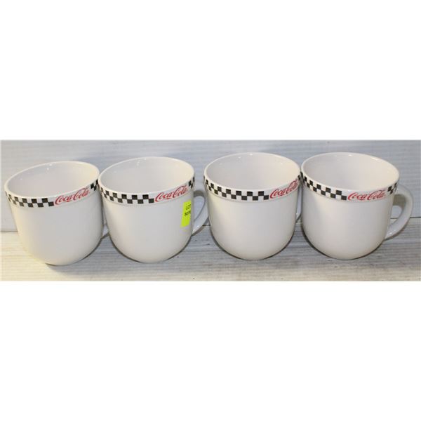 LOT OF 4 CHECKER BOARD COCA COLA RACE DAY MUGS