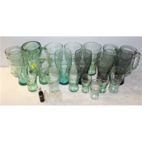 LOT OF 25 ASSORTED SIZE COCA COLA GLASSES