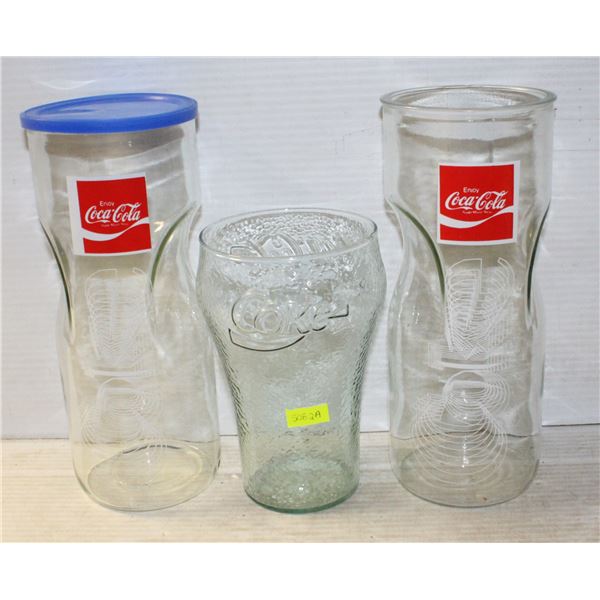 LOT OF 2 VINTAGE COCA COLA PITCHED STYLE OP ART