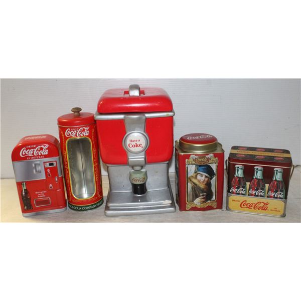 4 COCA COLA COLLECTIBLE TINS SOLD WITH CERAMIC