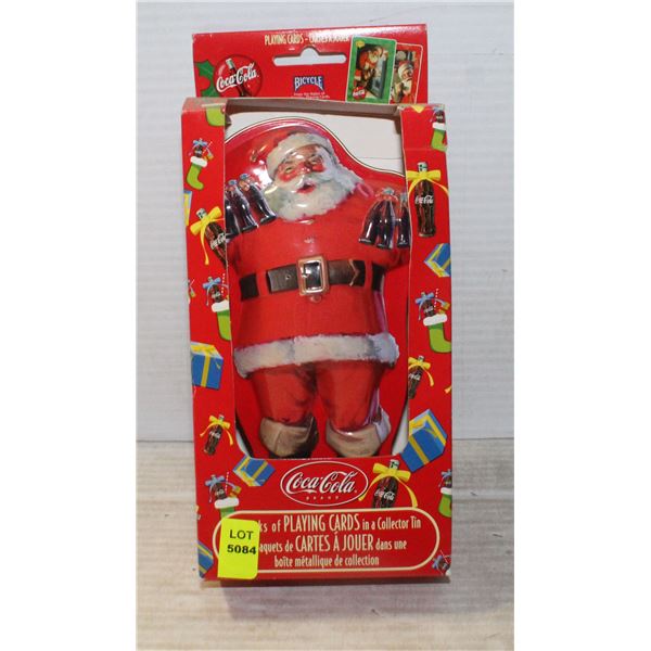 2 DECKS OF COCA COLA PLAYING CARDS IN TIN SANTA