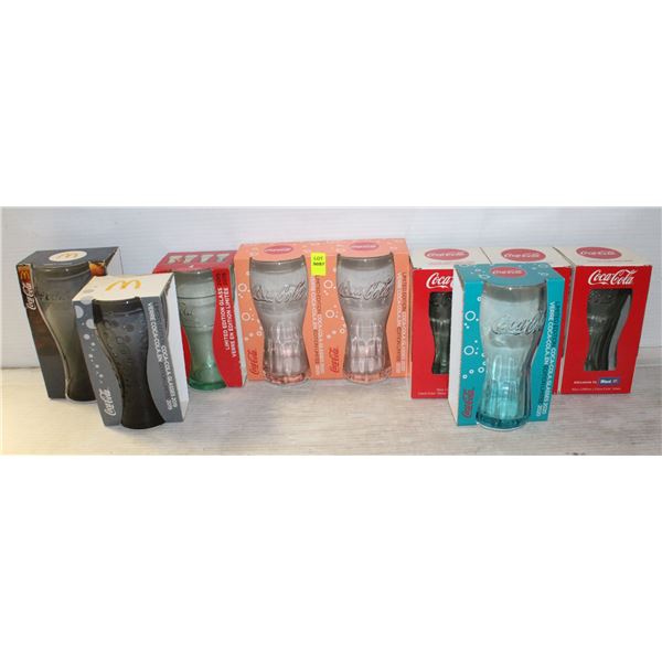 9 COCA COLA GLASSES (DIFFERENT YEAR EDITIONS)