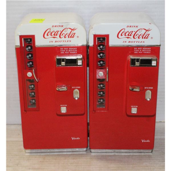 2 MUSICAL COCA COLA TOY VENDING MACHINES