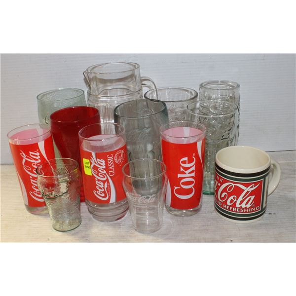 13 VARIOUS COCA COLA GLASSES