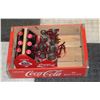 Image 1 : WOODEN COCA COLA TRAY WITH 2 PACKS OF GLASSES