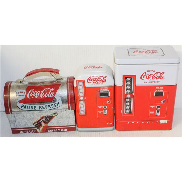 3 COLLECTIBLE COCA COLA TIN CASES