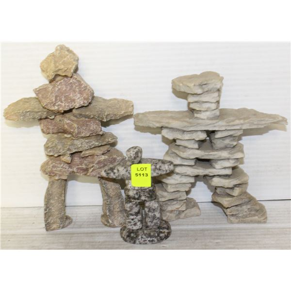 3 INUKSHUK MADE OF STONE