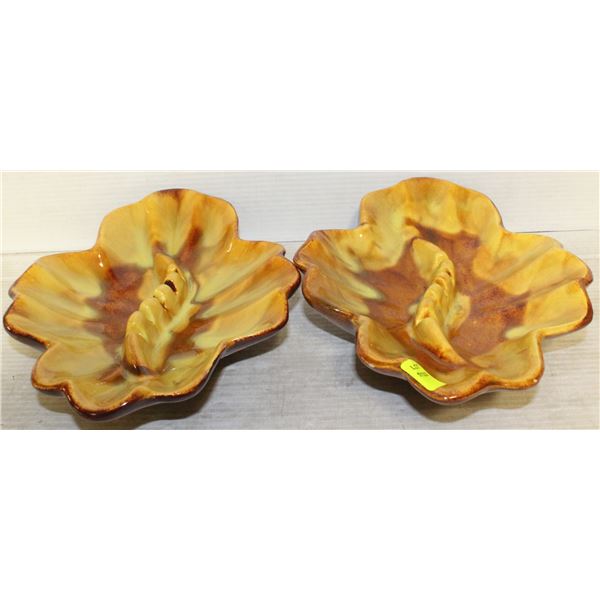 2 CERAMIC LEAF DISH