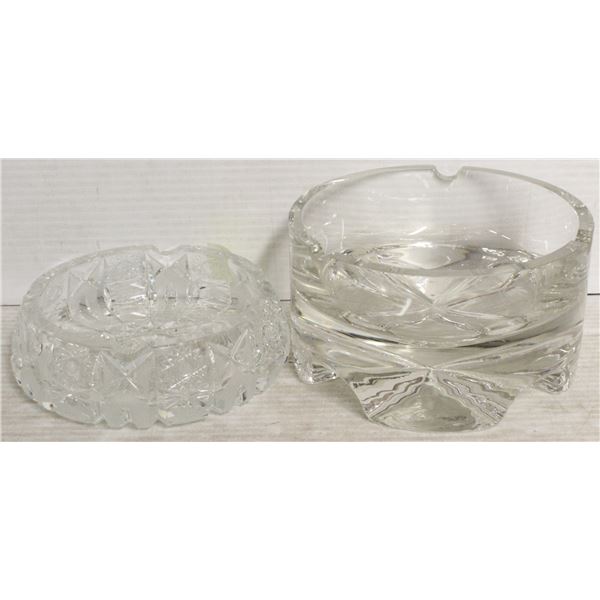 2 GLASS ASHTRAYS