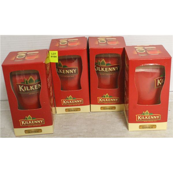 4 KILKENNY IRISH CREAM ALE GLASSES