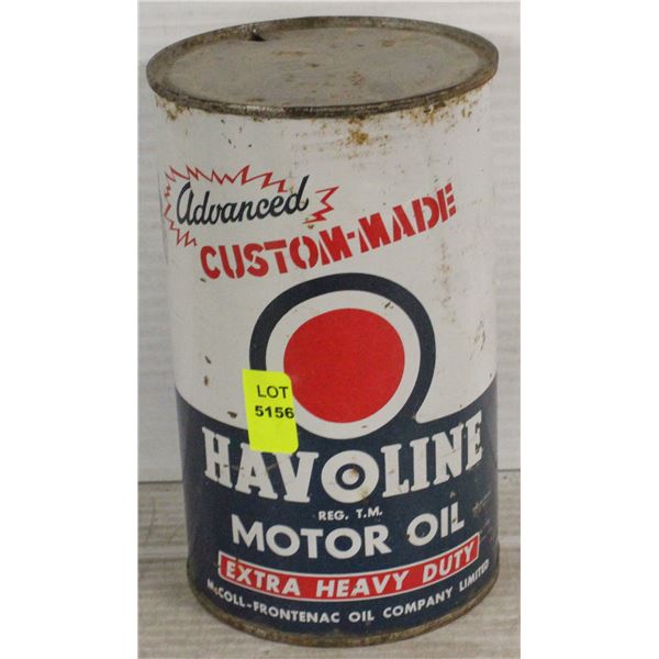 HAVOLINE MOTOR OIL CUSTOM MADE TIN CAN