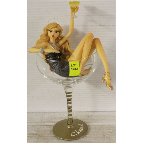 COCA COLA WINE GLASS WITH GIRL INSIDE