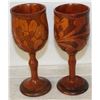 Image 1 : 2 WOODEN FLOWER WINE GLASSES