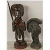 Image 1 : 2 WOODEN STATUES HELMET AND SWORD HOLDING