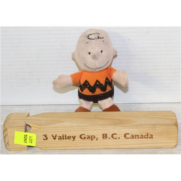 CHARLIE BROWN PLUSH WITH WOODEN TRAIN WHISTLE