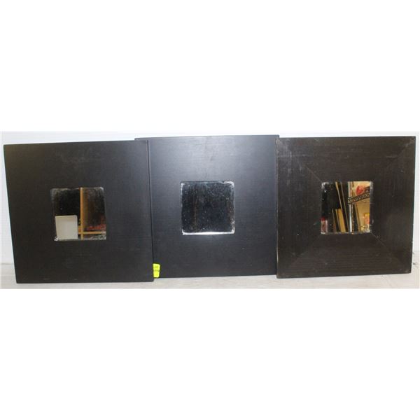 3 BLACK 10X10" SMALL SQUARE MIRRORS