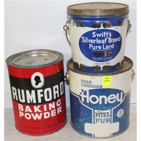 3 ASSORTED VINTAGE TIN CANS