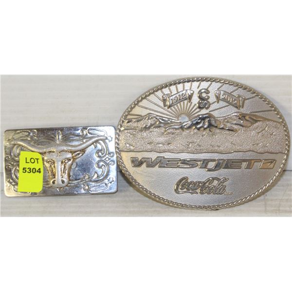 2 BELT BUCKLES COCA COLA AND BULL