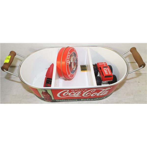 COCA COLA TRAY WITH 5 COLLECTIBLES