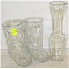 PAIR OF GLASS COWBOY BOOT MUGS WITH VASE
