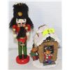 2 CHRISTMAS ORNAMENTS NUTCRACKER AND HOUSE
