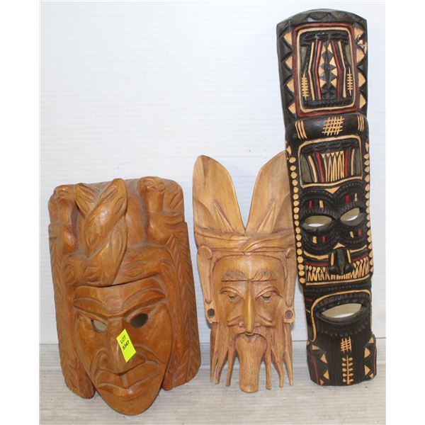 3 INDONESIAN WOODEN CARVINGS