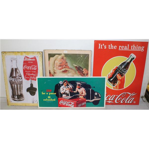 4 COCA COLA COLLECTIBLE SIGNS