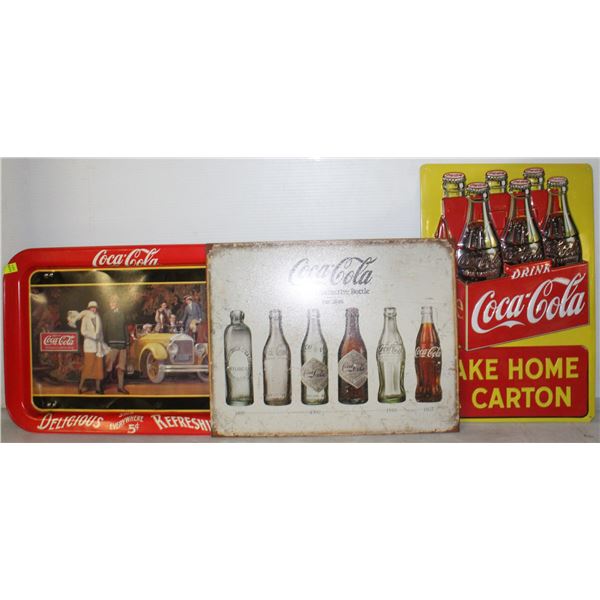 4 COCA COLA COLLECTIBLE TRAYS/SIGNS