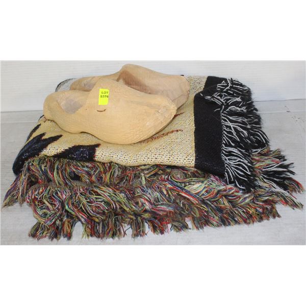 HANDMADE WOODEN CLOGS WITH BLANKET