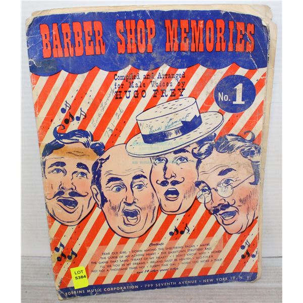 BARBER SHOP MEMORIES MUSIC BOOK