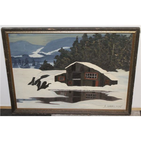 PAINTING OF WINTER CABIN