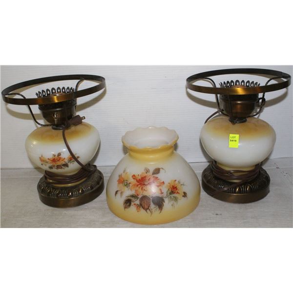2 ANTIQUE LAMPS 1 WITHOUT COVER