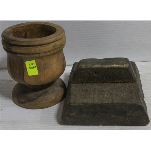 WOODEN CUP AND DOORSTOP