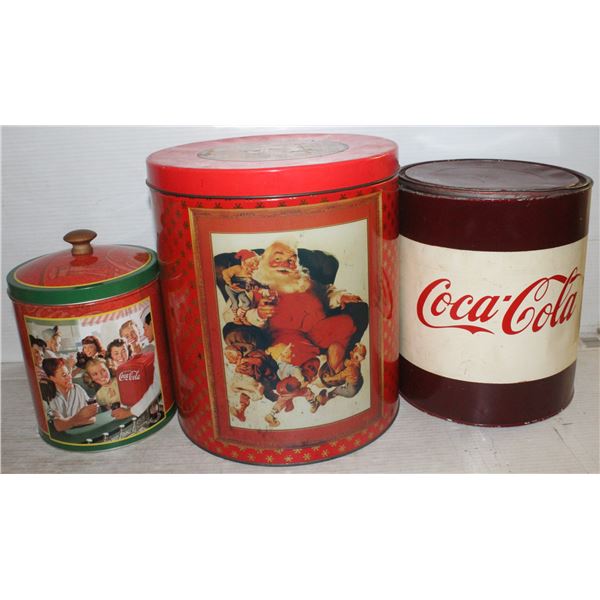3 COCA COLA POPCORN TINS