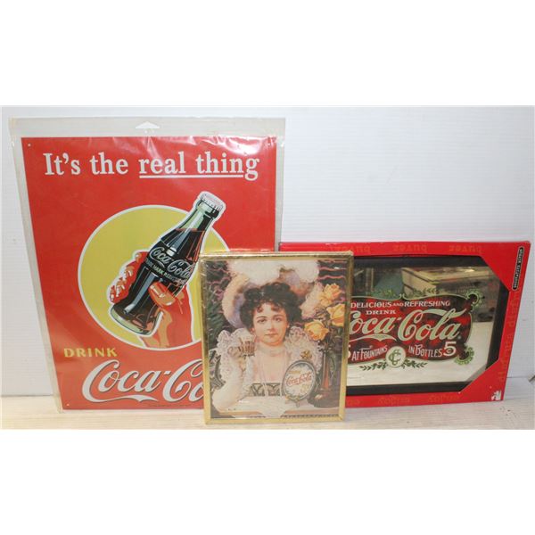 LOT OF 3 COCA COLA COLLECTIBLES INCLUDES MIRRORED