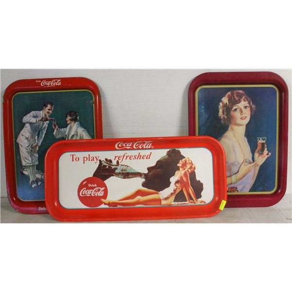 3 COCA COLA BRAND AD TRAYS