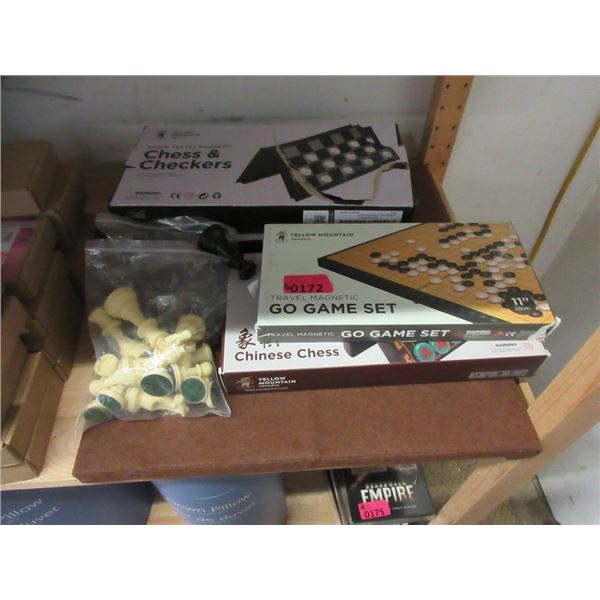 5 Assorted Chess, Checkers and Go Games