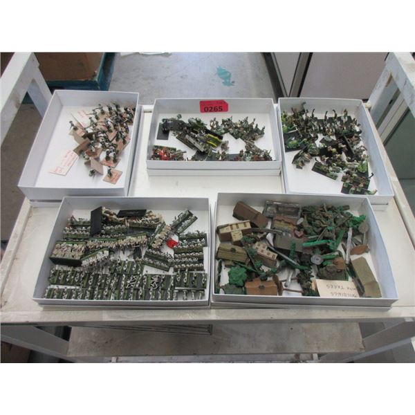 100+ Assorted Cast Soldiers, Buildings & Trees