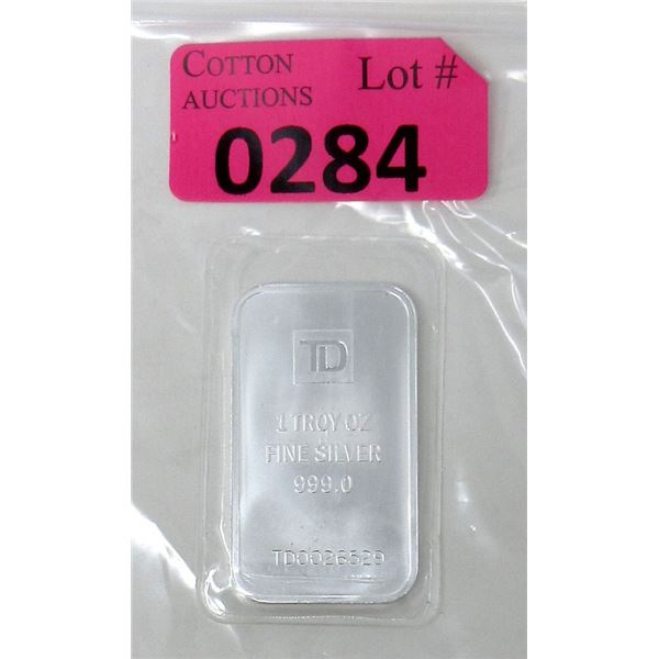 1 Oz. .999 Silver TD Bank Investor Bar