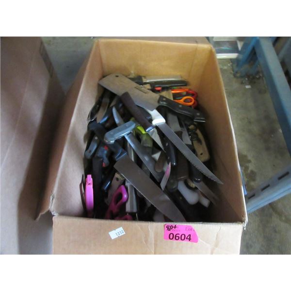 Large Box of Scissors and Kitchen Knives